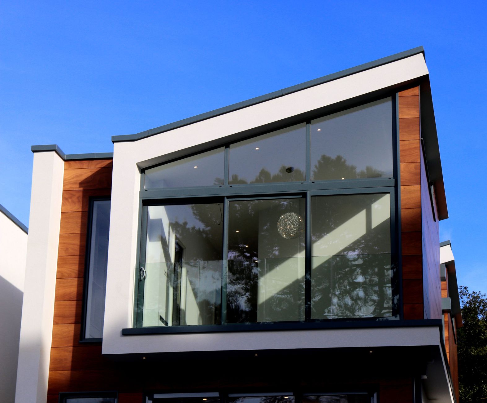 Windows set in the wall of a house